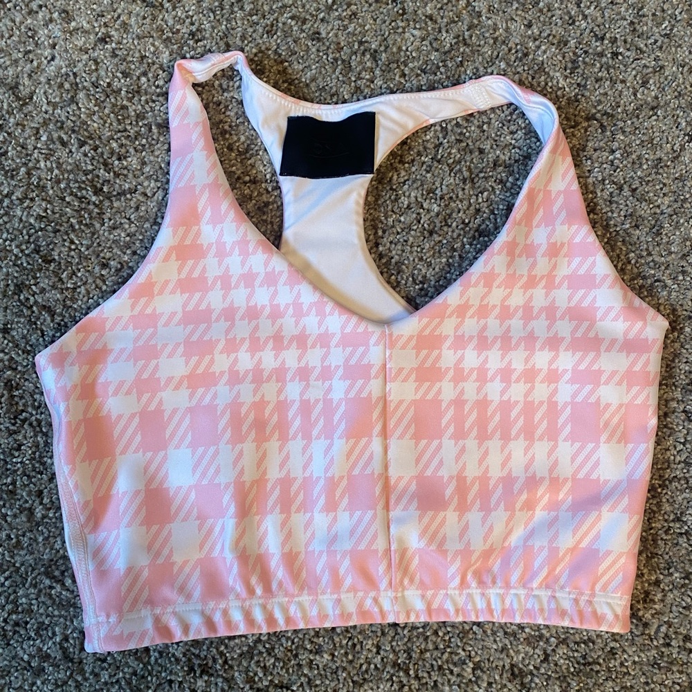 ONA houndstooth v neck bra in pink